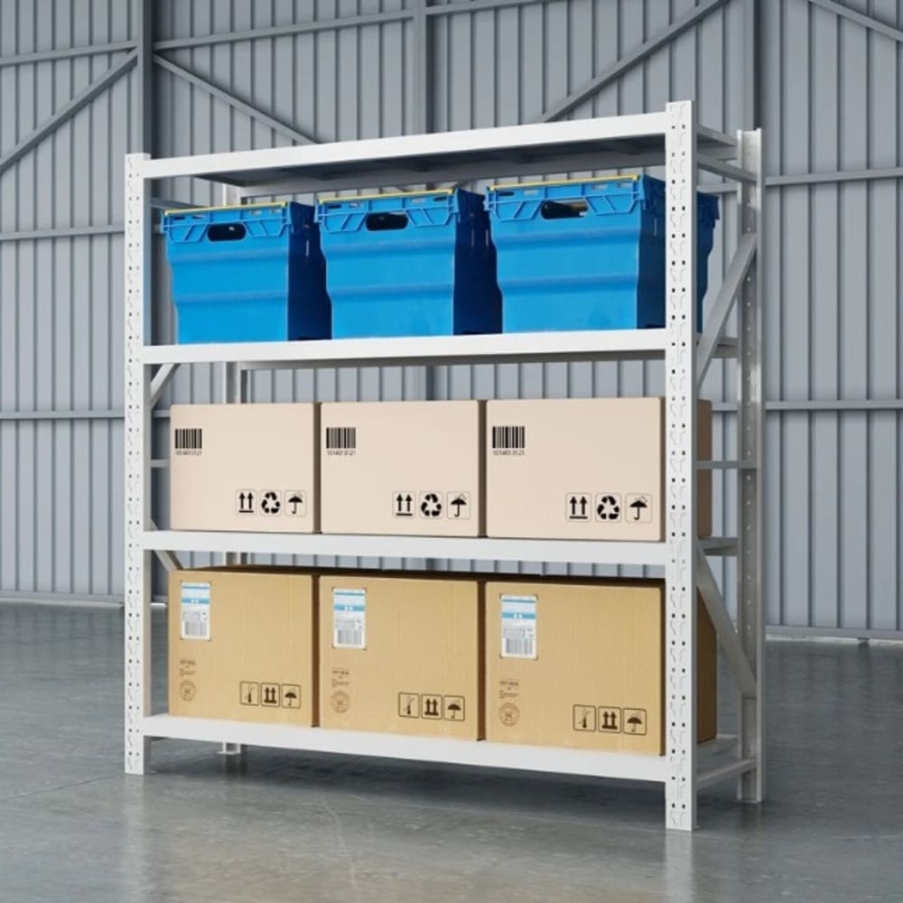 Estante Metálico 200x200x60cm para 800kg | Blanco escena cajas