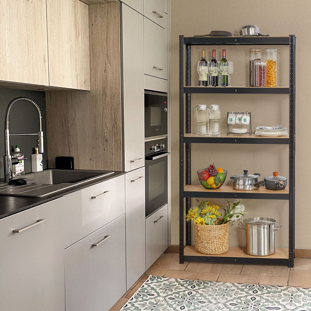estante negro mediano cocina